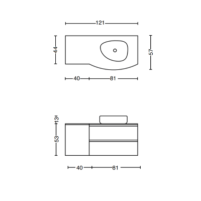Meuble de salle de bain suspendu 120 cm ZORA Matt Tortora avec plan et vasque sur pied