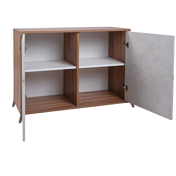 Sideboard mit 2 Türen und 4 Schubladen 158 cm in Melamin Esche weiß – ARIEL