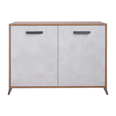 Sideboard mit 2 Türen und 4 Schubladen 158 cm in Melamin Esche weiß – ARIEL
