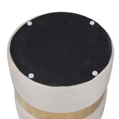 Pouf velluto beige con contenitore e fascia oro Set 2 – OTTAVIA 