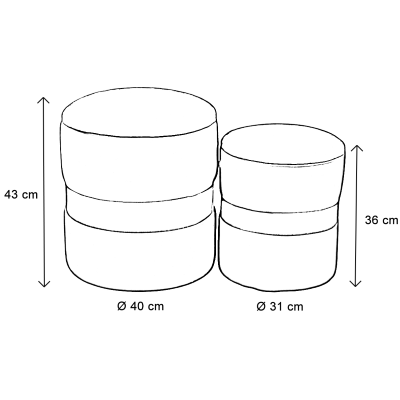 Set de 2 poufs en velours gris avec rangement et bande dorée – OTTAVIA
