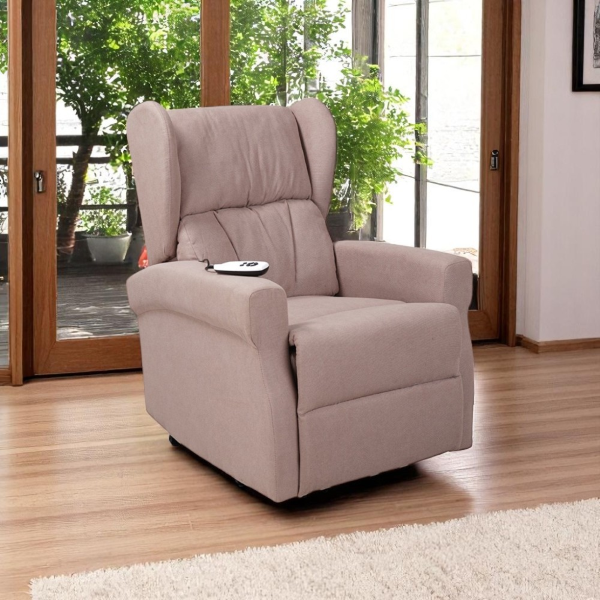 Fauteuil inclinable électrique AURORA à 2 moteurs, L72 cm, en tissu gris tourterelle