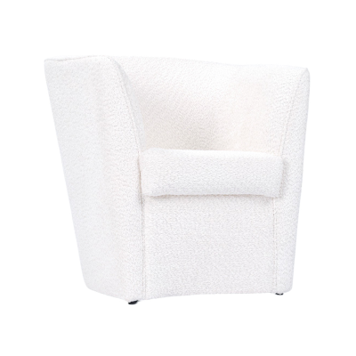 Fauteuil blanc en tissu bouclé teddy, doux et rembourré
