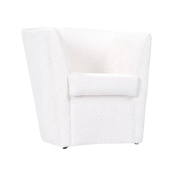 Fauteuil blanc en tissu bouclé teddy, doux et rembourré
