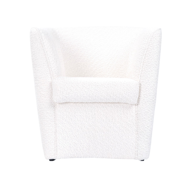 Fauteuil blanc en tissu bouclé teddy, doux et rembourré
