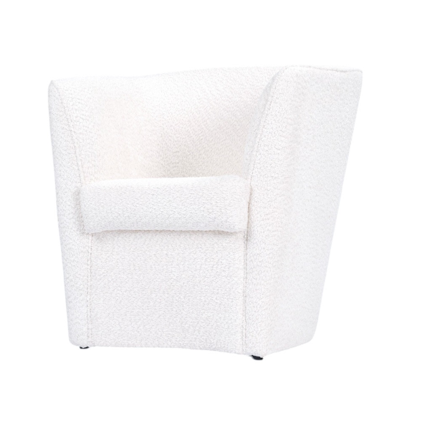 Fauteuil blanc en tissu bouclé teddy, doux et rembourré
