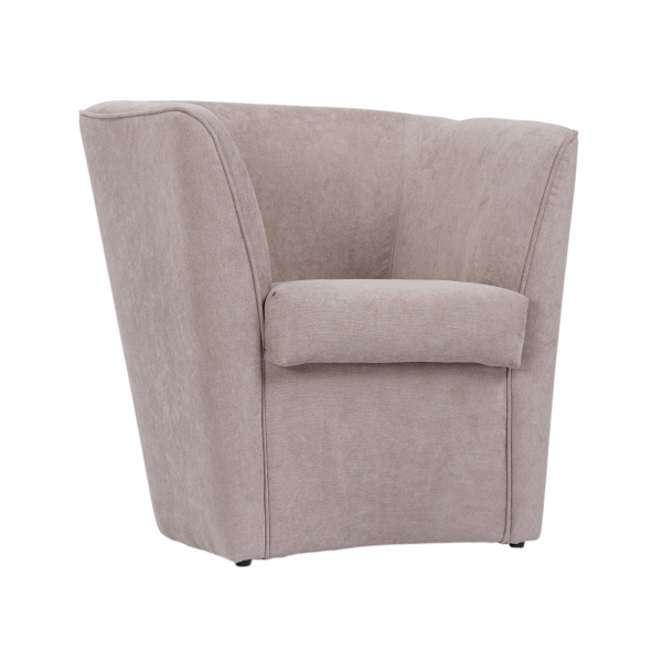 Fauteuil moderne en tissu taupe anti-taches
