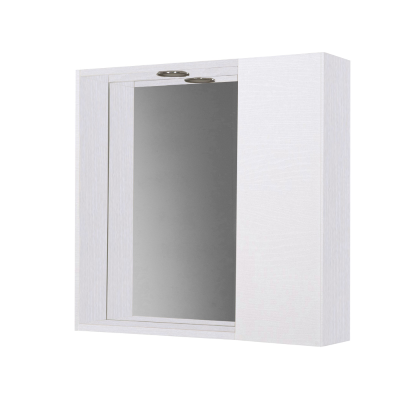 Miroir de salle de bain 60 cm 1 porte lisse et éclairage LED Frêne Blanc