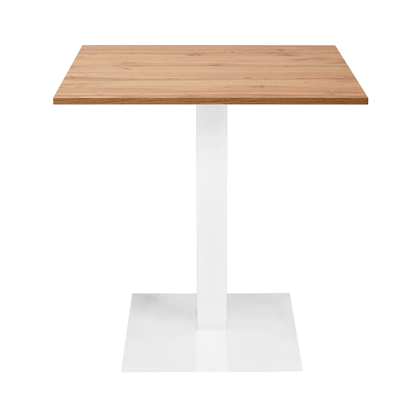 Tavolo bar ristorante 70x70 cm base bianca piano laminato Rovere H 75 