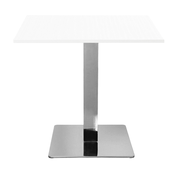 Tavolo bar pub ristorante 80x80 cm base argento e piano laminato Bianco Frassino H 75