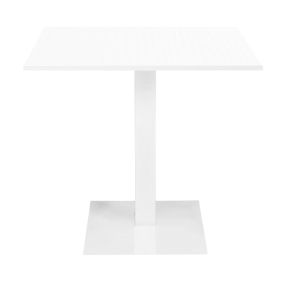 Table de bar de restaurant 80x80 cm piètement blanc Frêne Plateau stratifié blanc H 75