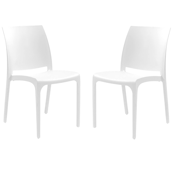 Sedia impilabile in polipropilene per interni ed esterni Volga Bianco Set 2 pezzi