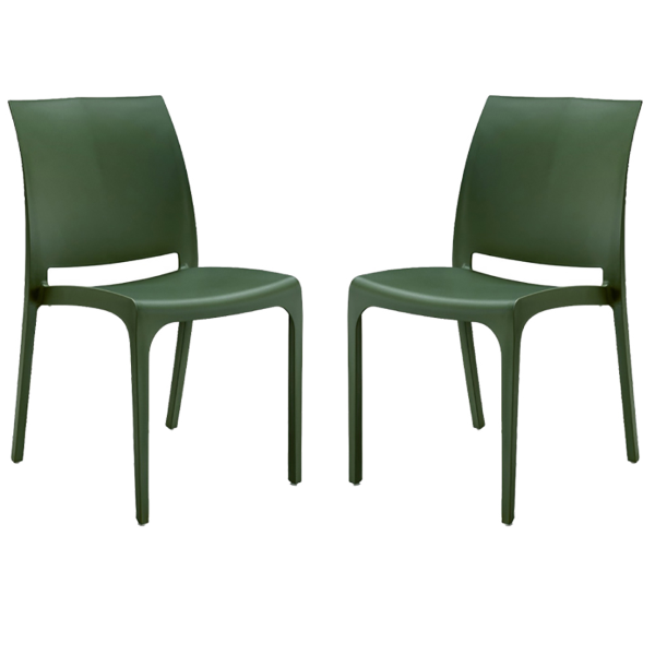 Stapelbarer Polypropylen-Stuhl für den Innen- und Außenbereich Wolga Green Set 2-teilig