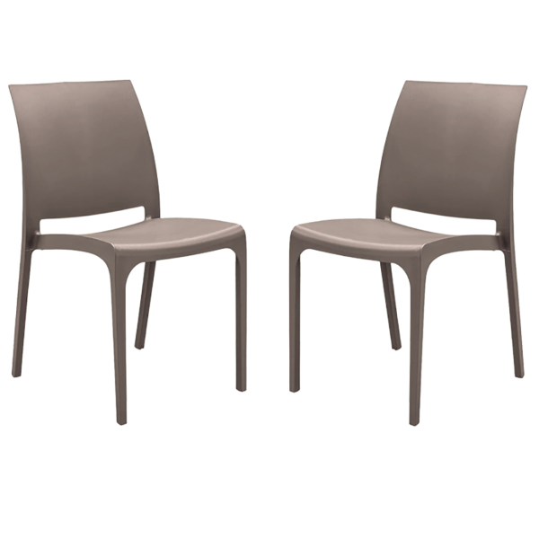 Chaise empilable en polypropylène pour intérieur et extérieur Volga Taupe Set 2 pièces