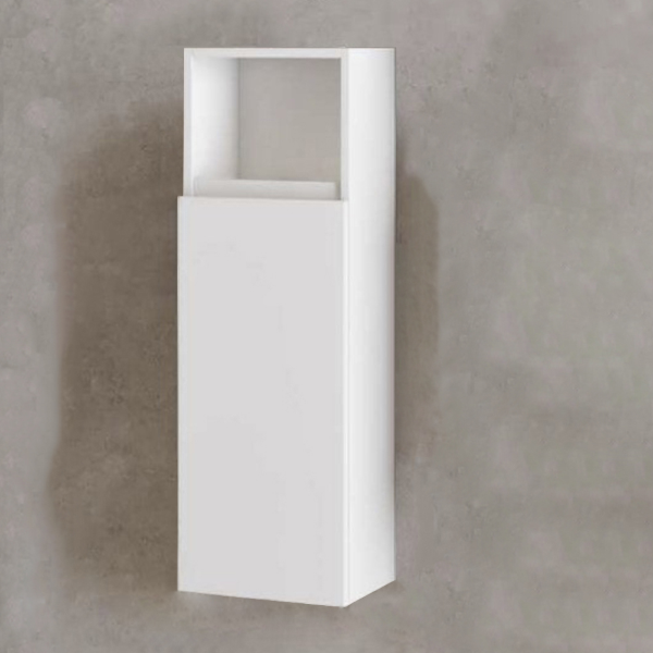 Suspended half-column 1 door and low H90 glossy white open compartment