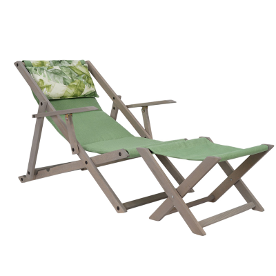 Sgabello da pesca pieghevole in legno e tela verde MICOS