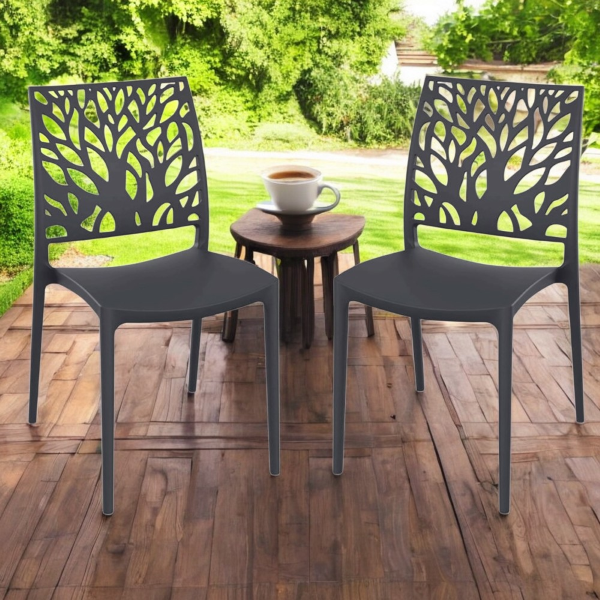 Stapelbarer Indoor- oder Outdoorstuhl Anthrazit - ALEA 2 Stühle