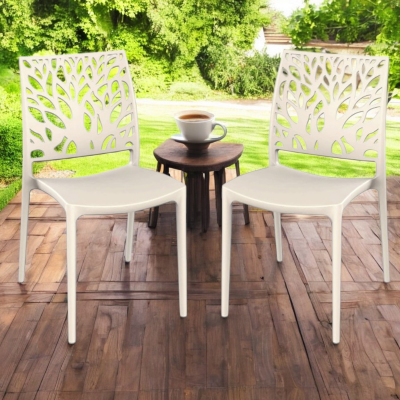 Stapelbarer Innen- oder Außenstuhl Creme - ALEA 2 Stühle