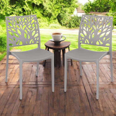 Stapelbarer Indoor- oder Outdoorstuhl Grau - ALEA 2 Stühle