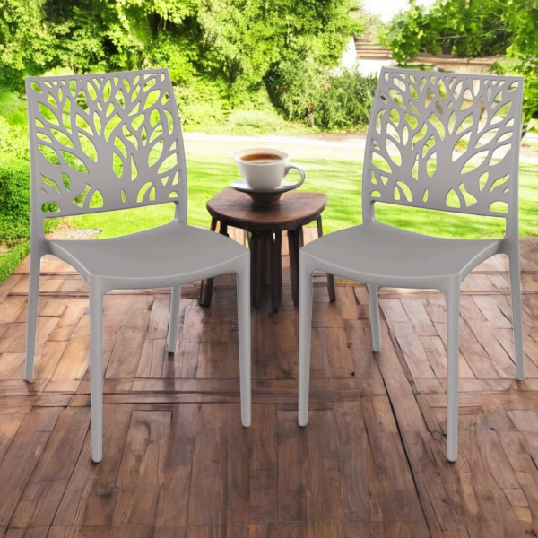 Stapelbarer Indoor- oder Outdoorstuhl Grau - ALEA 2 Stühle