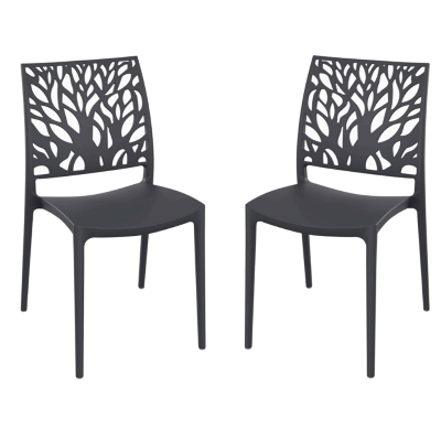 Stapelbarer Indoor- oder Outdoorstuhl Anthrazit - ALEA 2 Stühle