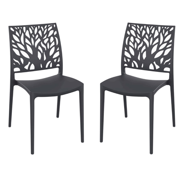 Stapelbarer Indoor- oder Outdoorstuhl Anthrazit - ALEA 2 Stühle