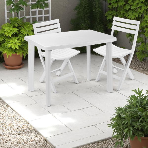 White outdoor table in polypropylene 101x68x72 cm ALNYA

