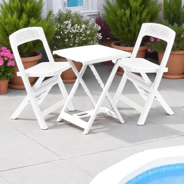 LENAK White Outdoor Polypropylene Folding Table