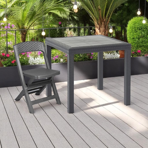 Folding chair in polypropylene for outdoor use Anthracite - NUVIRA
