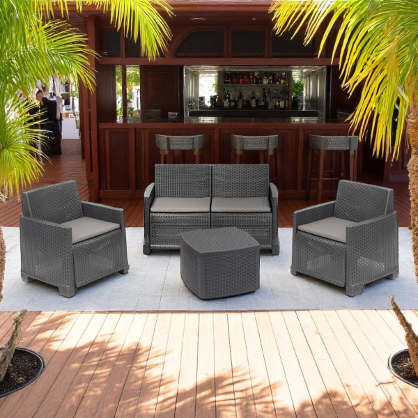 Gartenset BEMAL aus Polypropylen in Anthrazit
