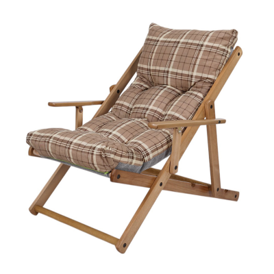 Poltrona in legno pieghevole 3 posizioni - cuscino tessuto Nocciola