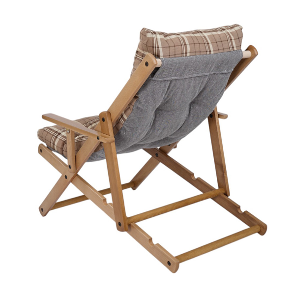 Poltrona in legno pieghevole 3 posizioni - cuscino tessuto Nocciola