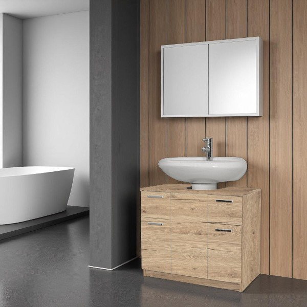 Vanity unit cover under basin 2 doors 2 drawers NATURAL OAK