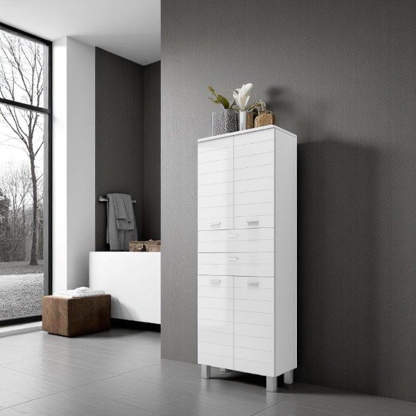 Multipurpose column with 4 doors and 2 drawers H195 RIGO Glossy White