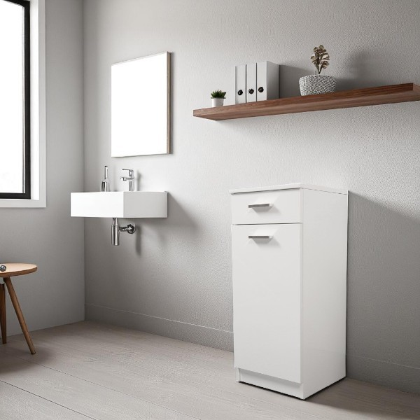 Multipurpose cabinet 35x34 with door and drawer CLASSIC Glossy White