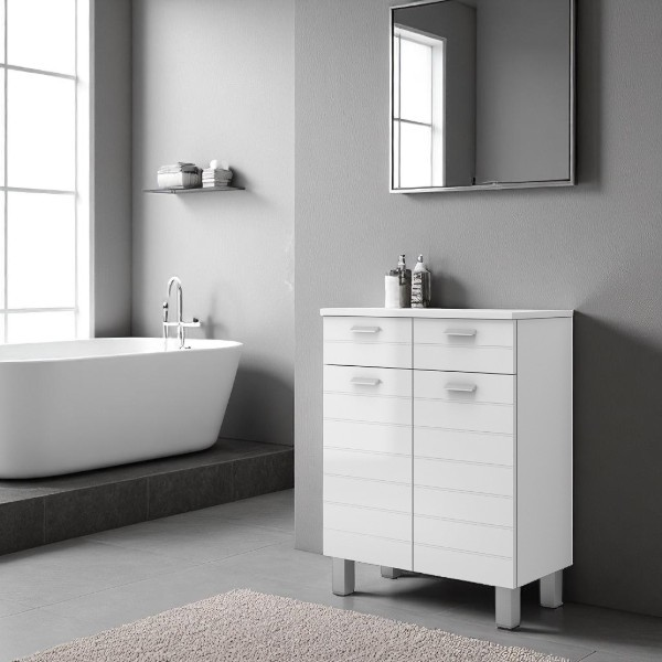 Multipurpose furniture 69x34 with 2 doors and 2 drawers RIGO Glossy White