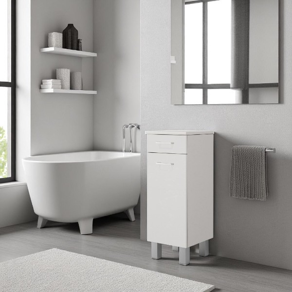 Multipurpose wardrobe 35x34 with GAIA glossy white doors and drawer