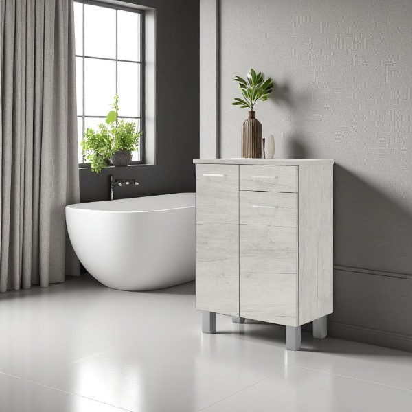 Multipurpose cabinet 35x34 with doors and drawer GAIA in light eucalyptus