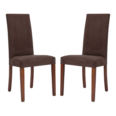 Sedia imbottita Denver in tessuto Marrone gamba noce - Set 2