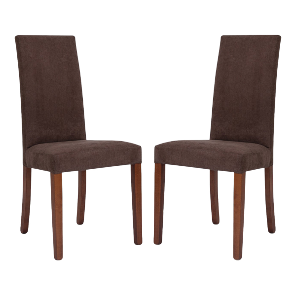 Sedia imbottita Denver in tessuto Marrone gamba noce - Set 2
