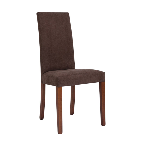 Sedia imbottita Denver in tessuto Marrone gamba noce - Set 2