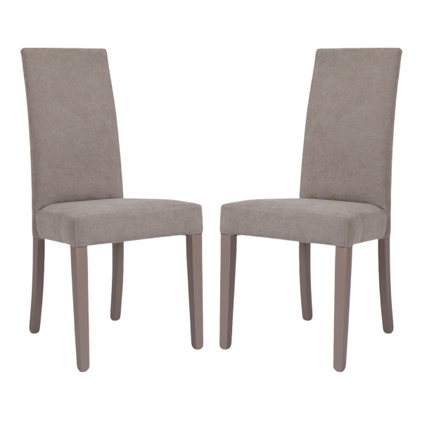 Sedia in tessuto Tortora moderna imbottita Denver - Set 2