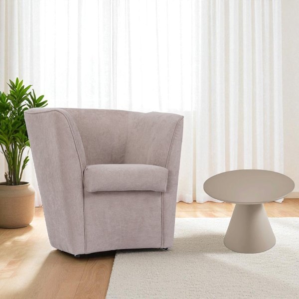 Fauteuil moderne en tissu taupe anti-taches
