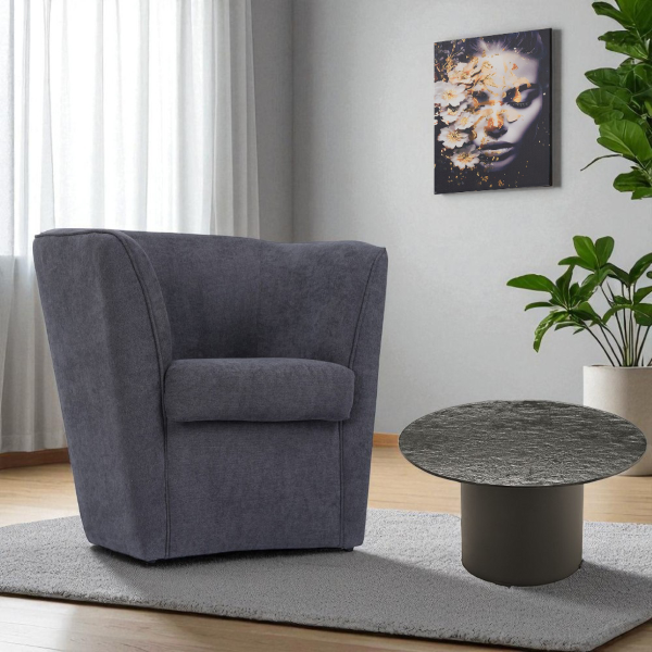 Fauteuil gris moderne rembourré en tissu anti-taches
