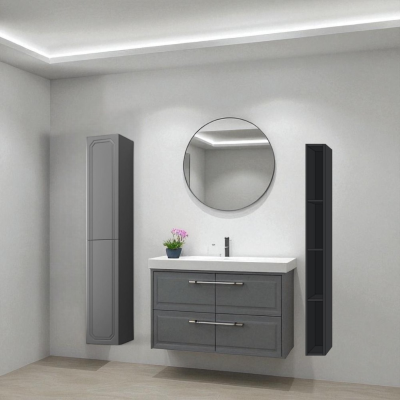 MAYA suspended bathroom column reversible with 2 doors Matt Graphite