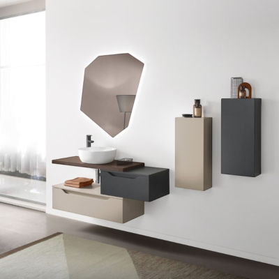 Matt dove gray suspended bathroom drawer 100 cm - GIGLIO