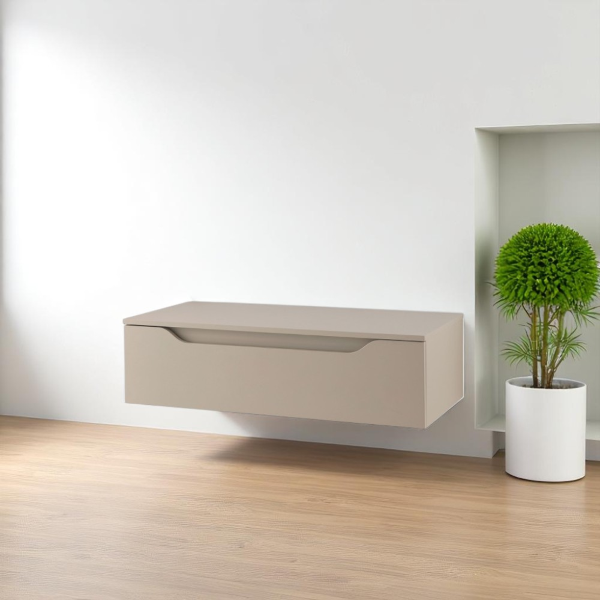 Matt dove gray suspended bathroom drawer 100 cm - GIGLIO
