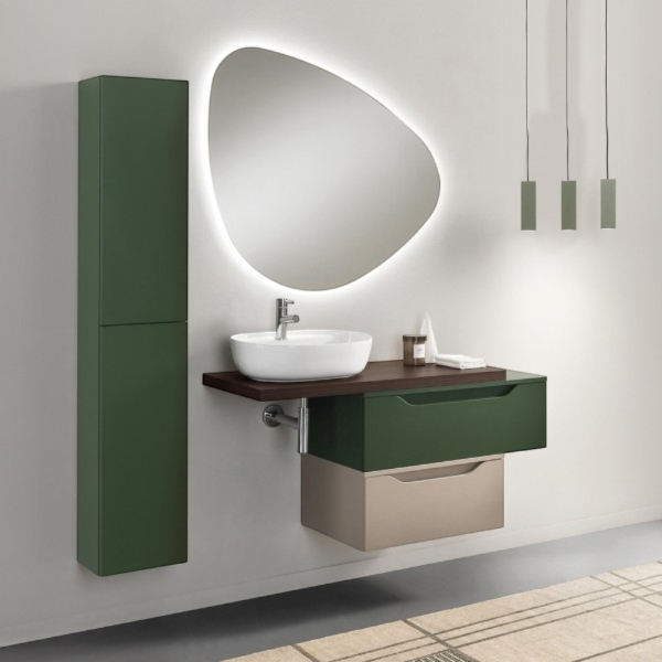 Suspended bathroom drawer 60 cm GIGLIO matt green