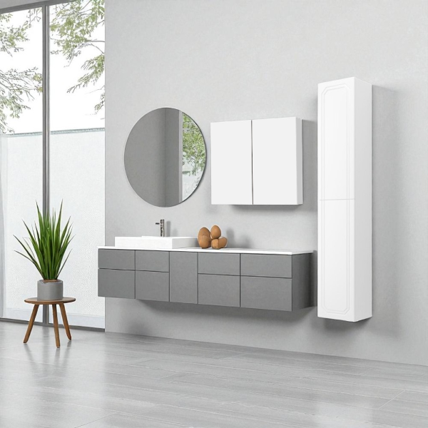 Double wooden shelf 70x71 cm with internal shelves Glossy White