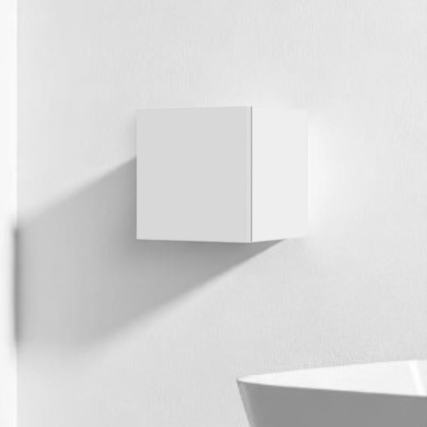 Élément mural cubotto suspendu avec porte blanc brillant 30x30 cm